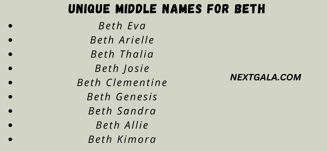 Middle Names For Beth