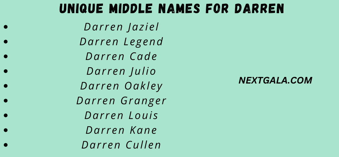 Middle Names For Darren