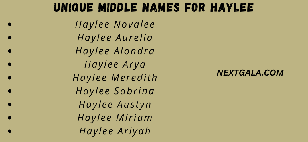 Middle Names For Haylee