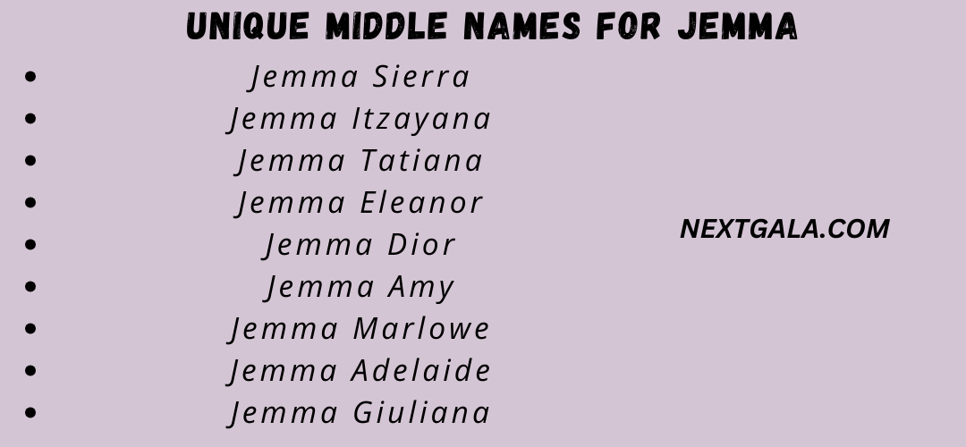 Middle Names For Jemma