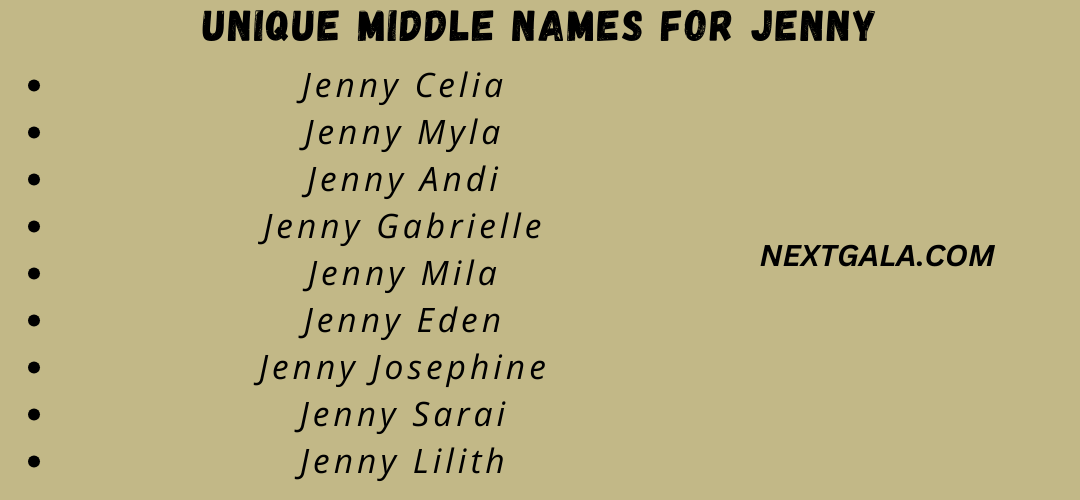 Middle Names For Jenny