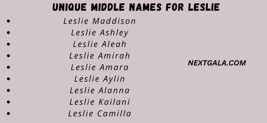 Middle Names For Leslie