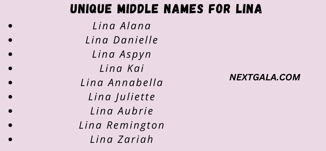 Middle Names For Lina