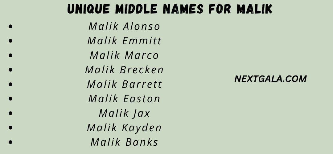 Middle Names For Malik