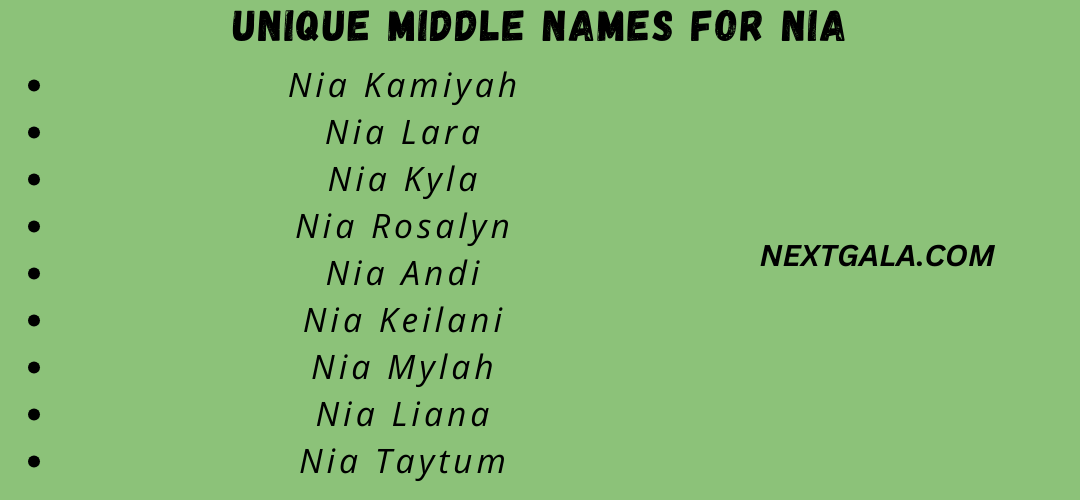 Middle Names For Nia