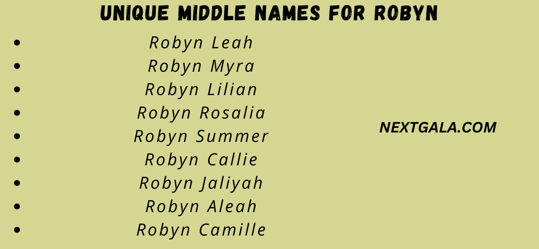 Middle Names For Robyn