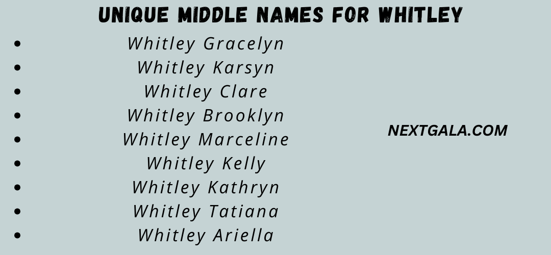 Middle Names For Whitley