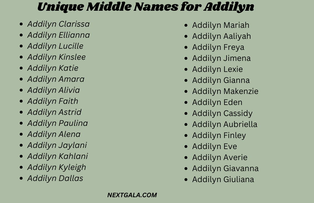 Middle Names for Addilyn