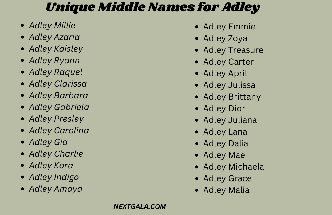 Middle Names for Adley 