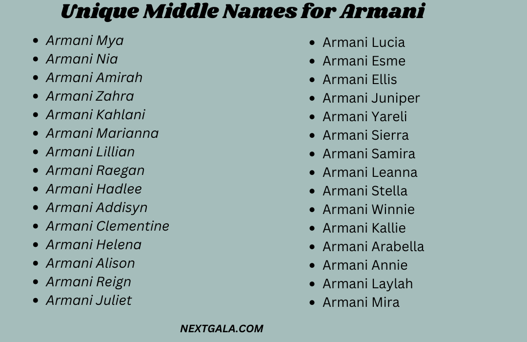 Middle Names for Armani 