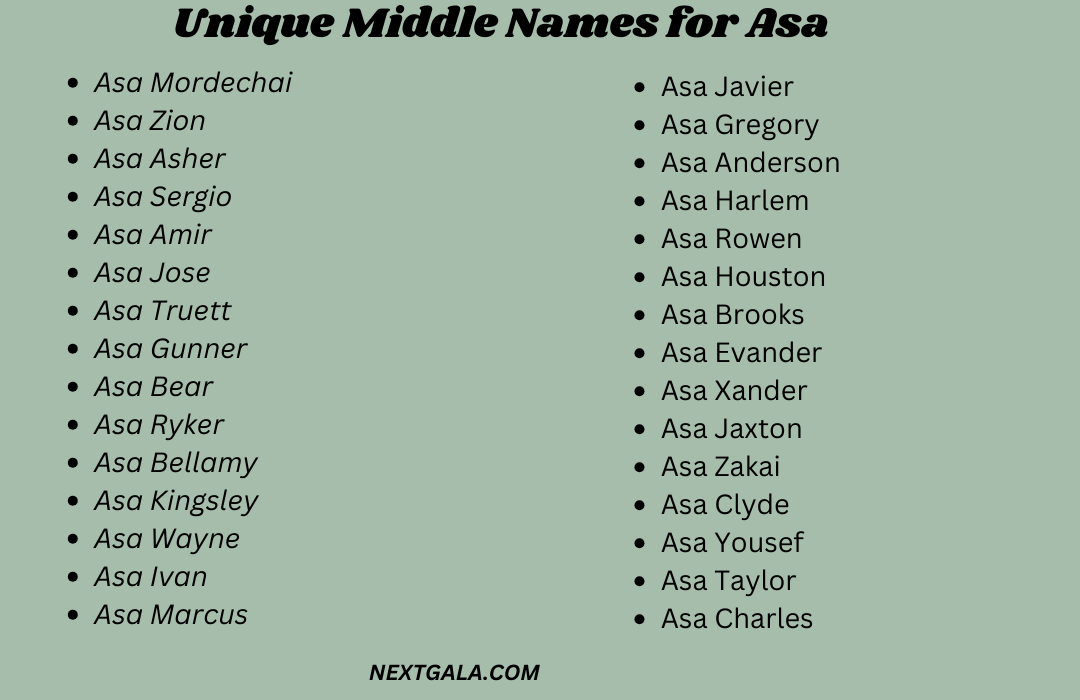 Middle Names for Asa