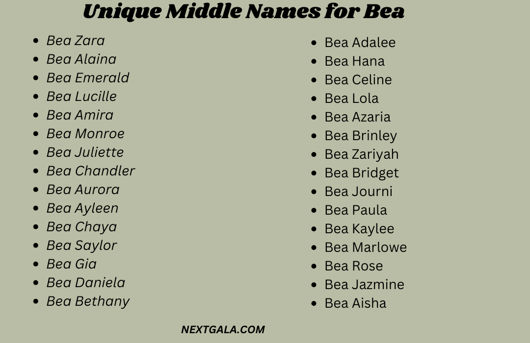 Middle Names for Bea 