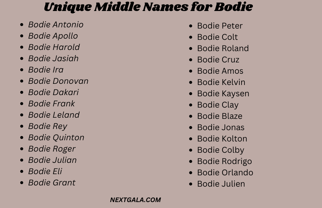 Middle Names for Bodie 