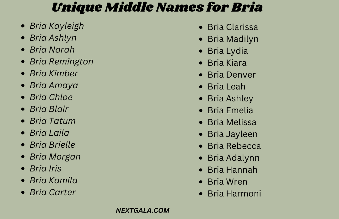 Middle Names for Bria