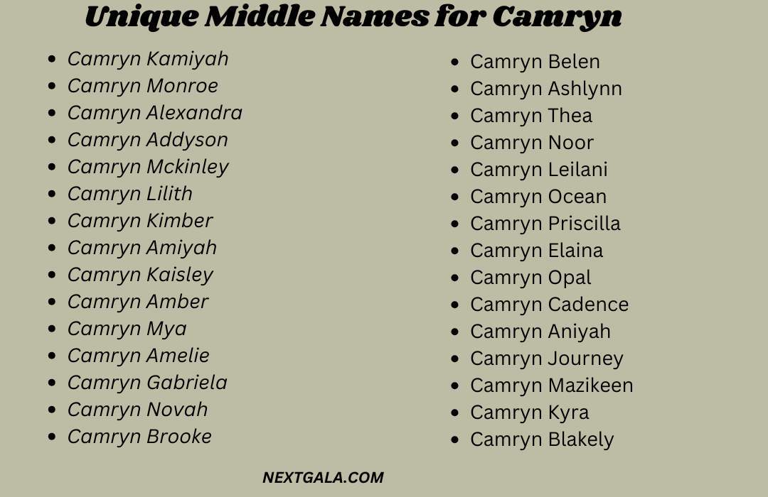 Middle Names for Camryn 