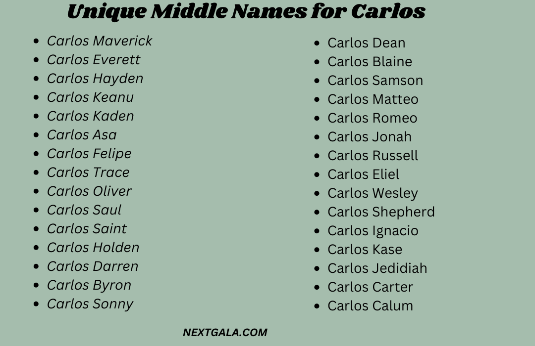 Middle Names for Carlos 