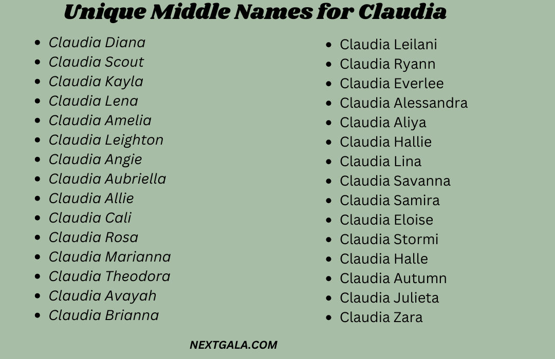 Middle Names for Claudia 