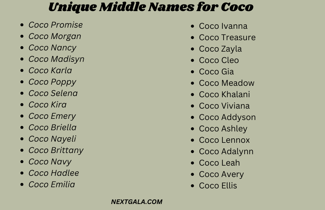 Middle Names for Coco