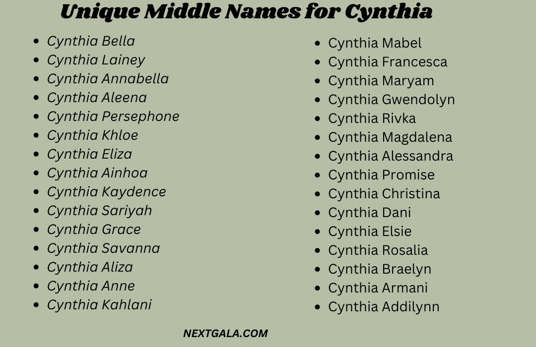 Middle Names for Cynthia 