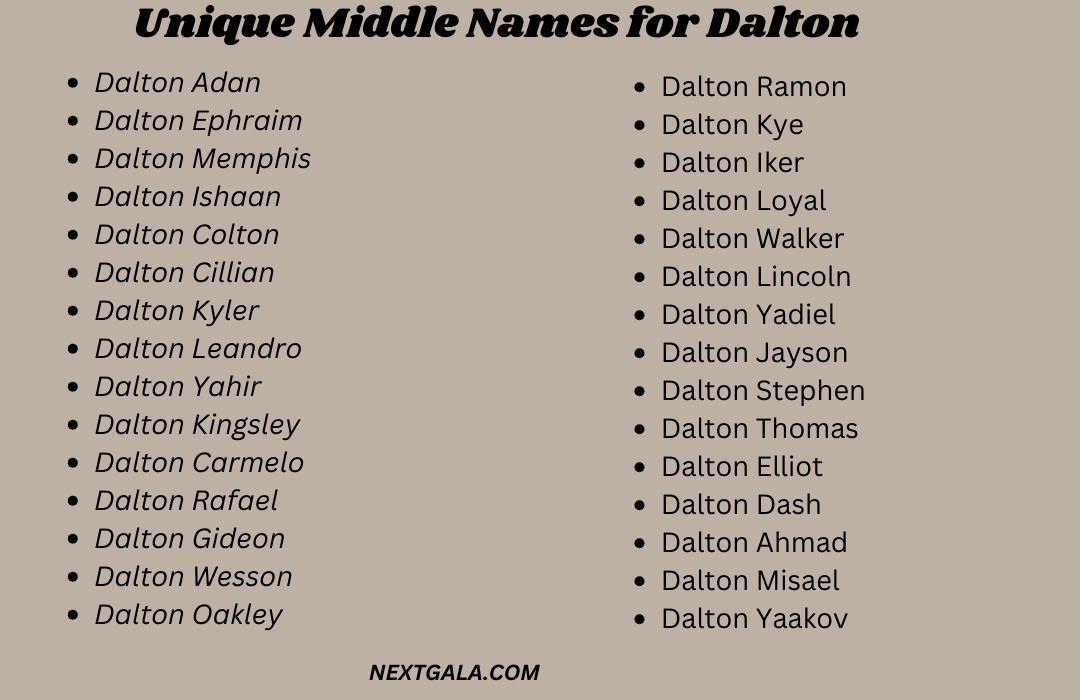 Middle Names for Dalton 