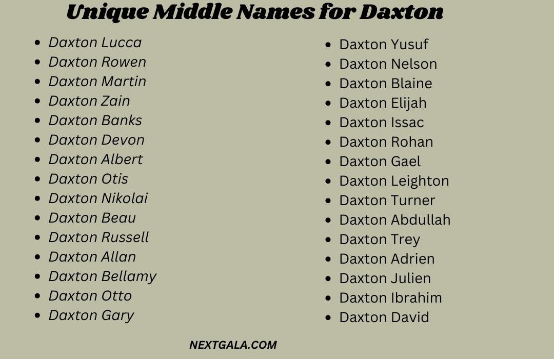 Middle Names for Daxton 