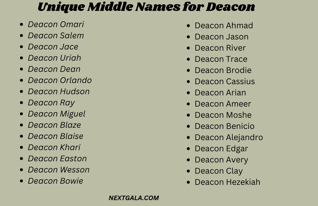 Middle Names for Deacon 