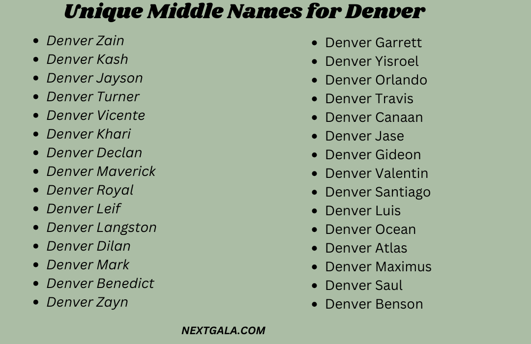 Middle Names for Denver 