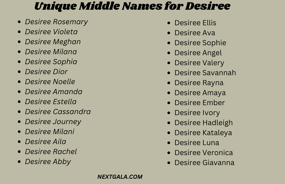 Middle Names for Desiree