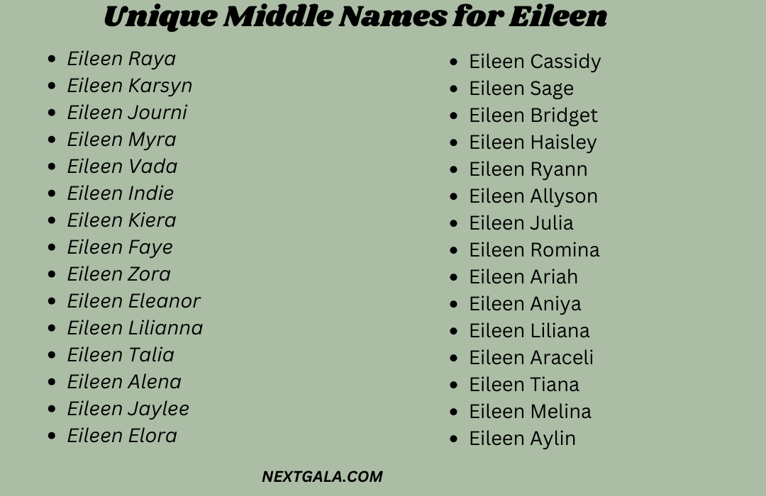 Middle Names for Eileen