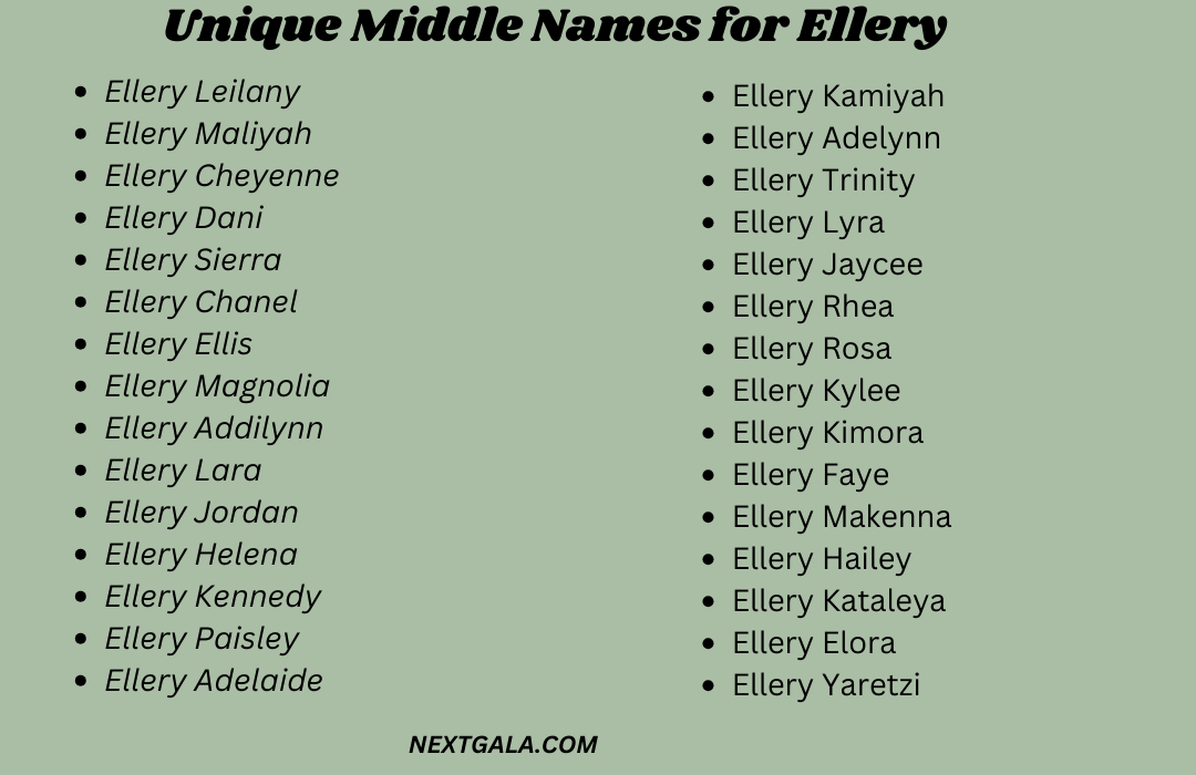 Middle Names for Ellery