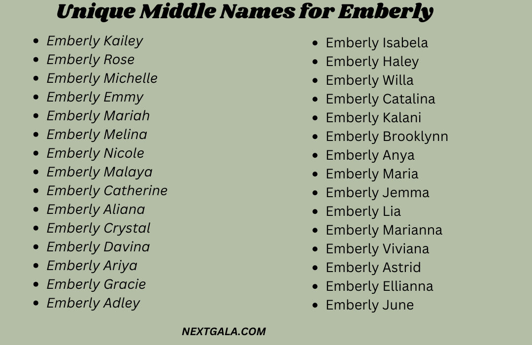 Middle Names for Emberly 