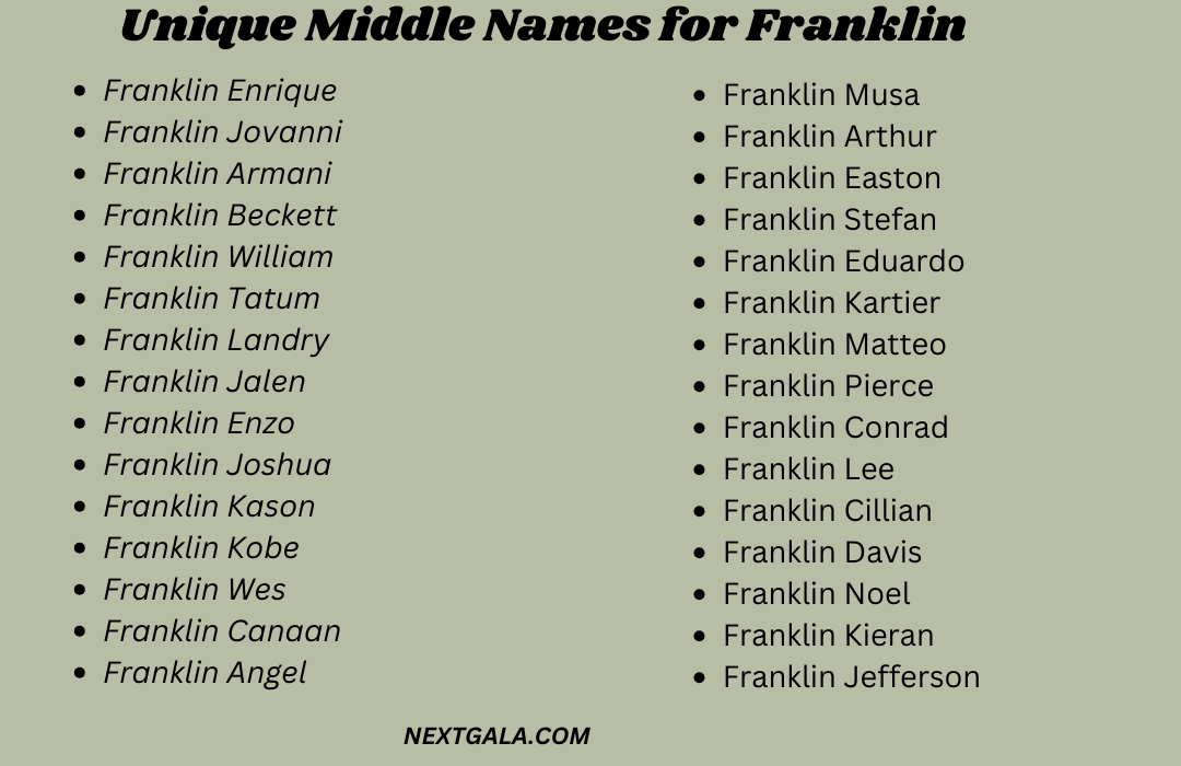 Middle Names for Franklin 