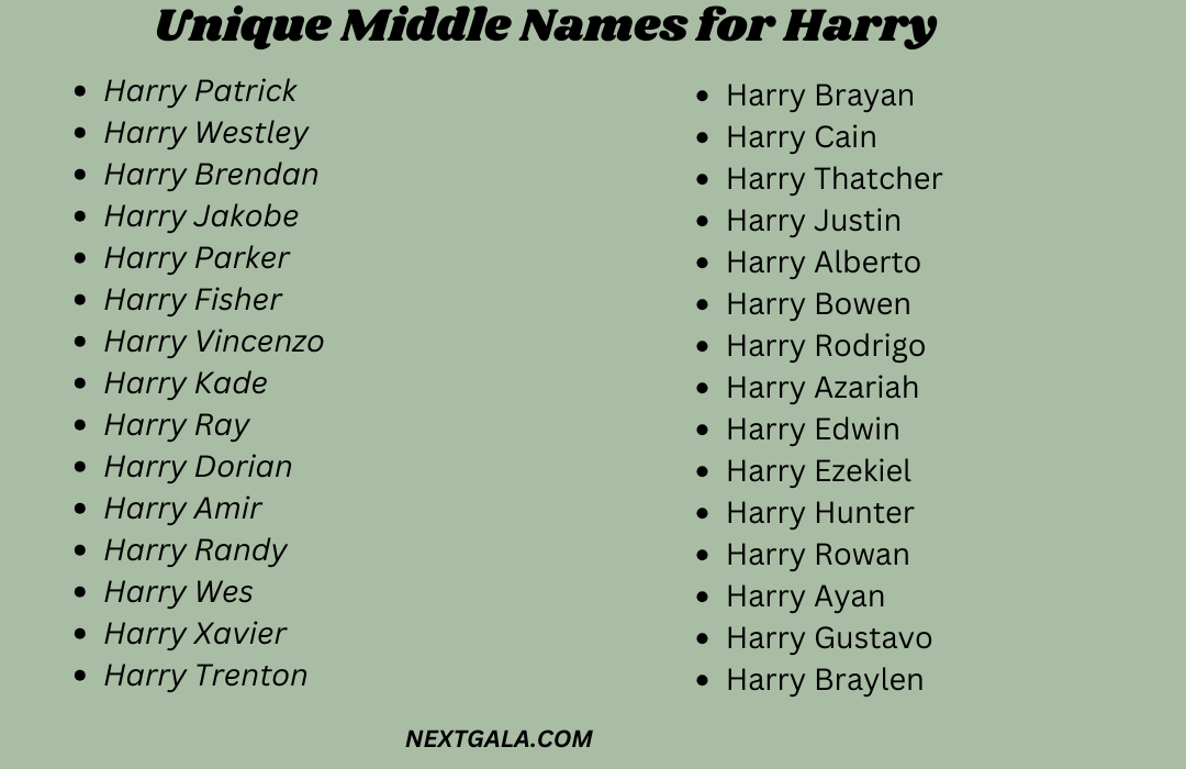 Middle Names for Harry 