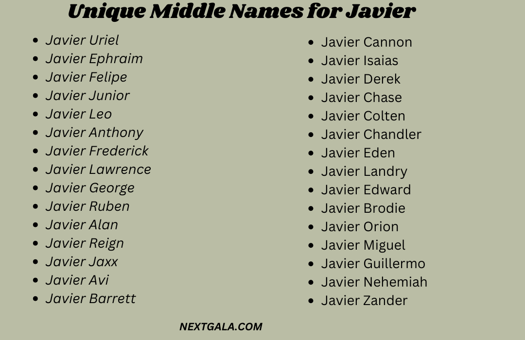 Middle Names for Javier 