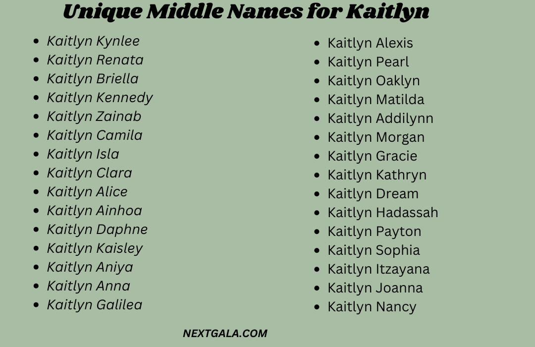 Middle Names for Kaitlyn 