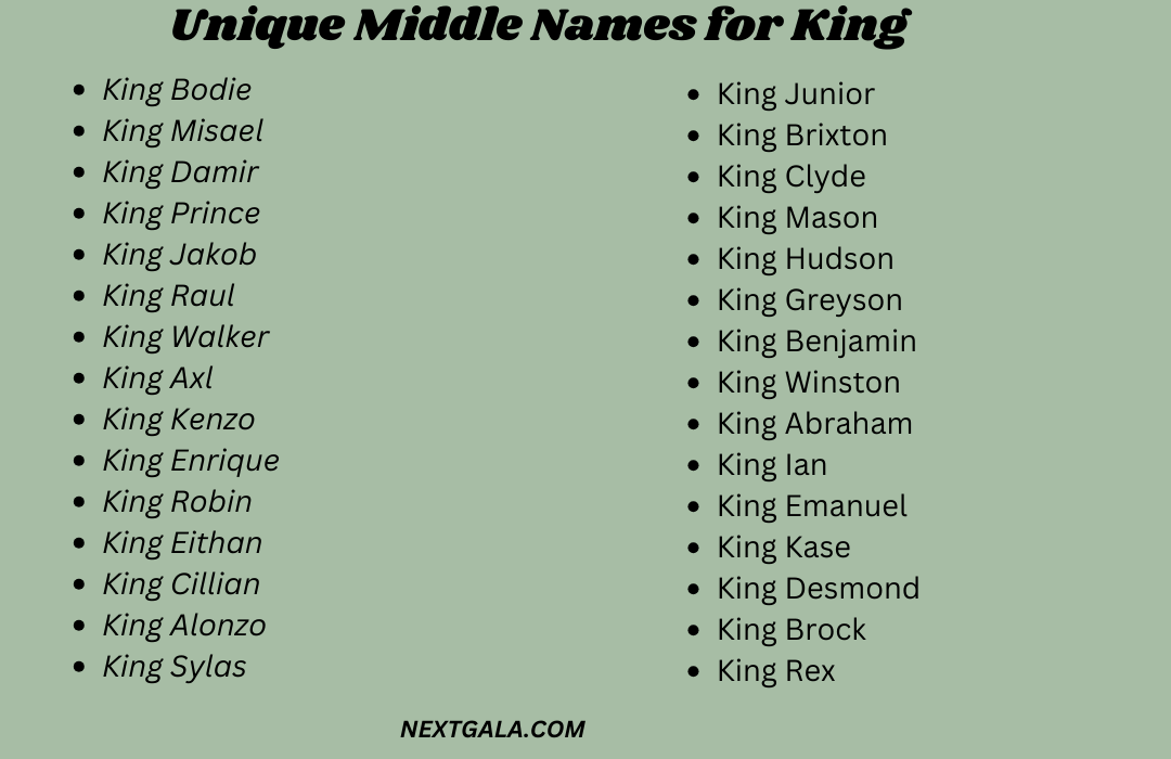 Middle Names for King 