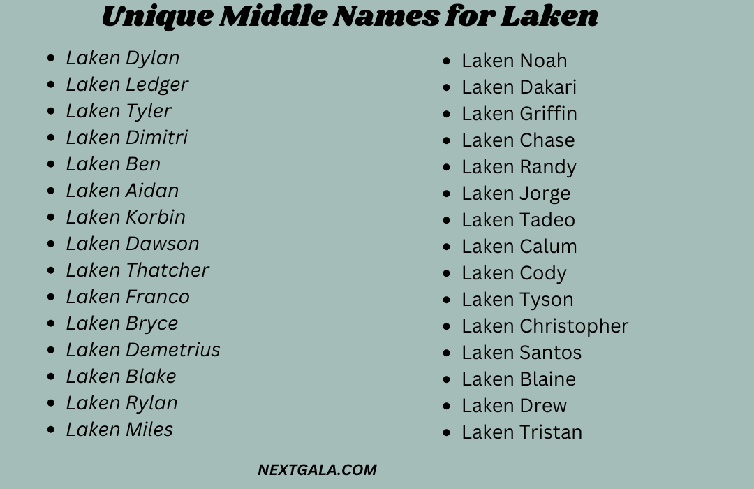 Middle Names for Laken