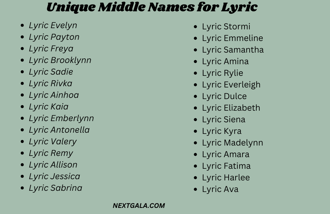 Middle Names for Lyric 