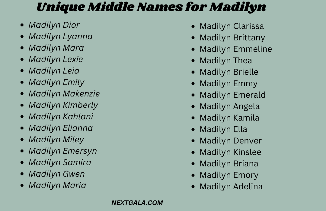 Middle Names for Madilyn