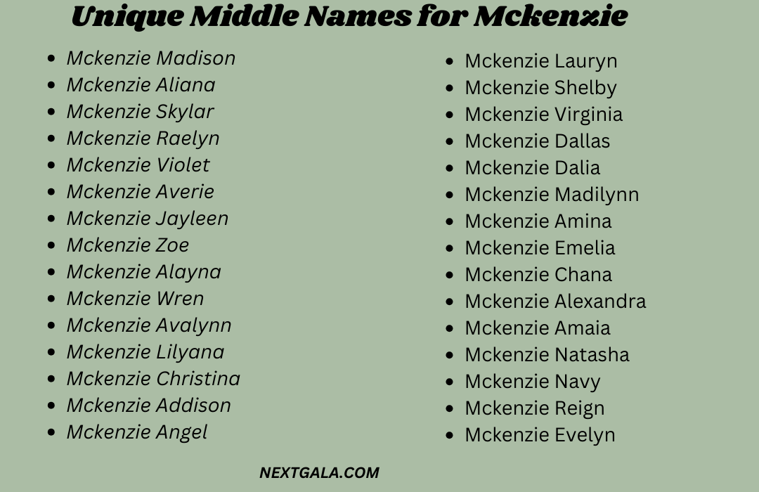 Middle Names for Mckenzie 