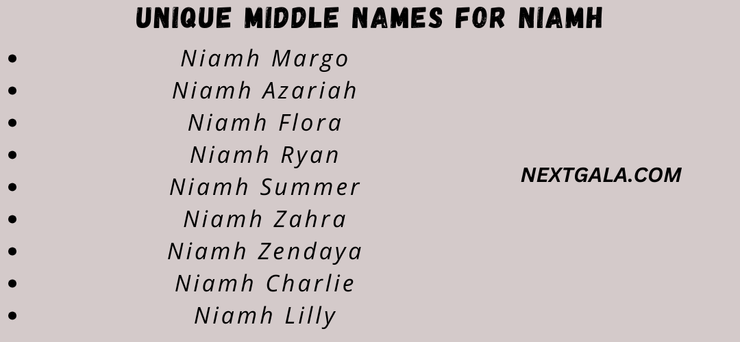 Middle Names for Niamh