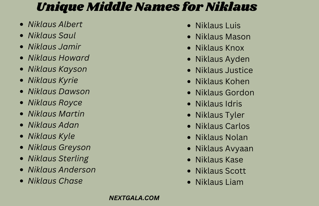 Middle Names for Niklaus 