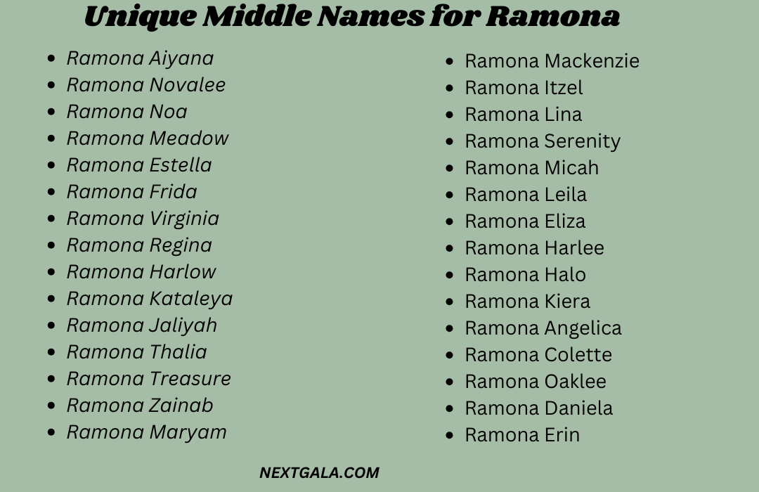 Middle Names for Ramona