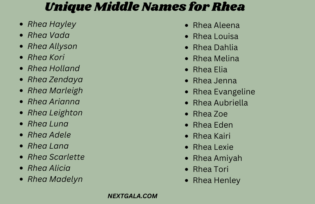 Middle Names for Rhea 