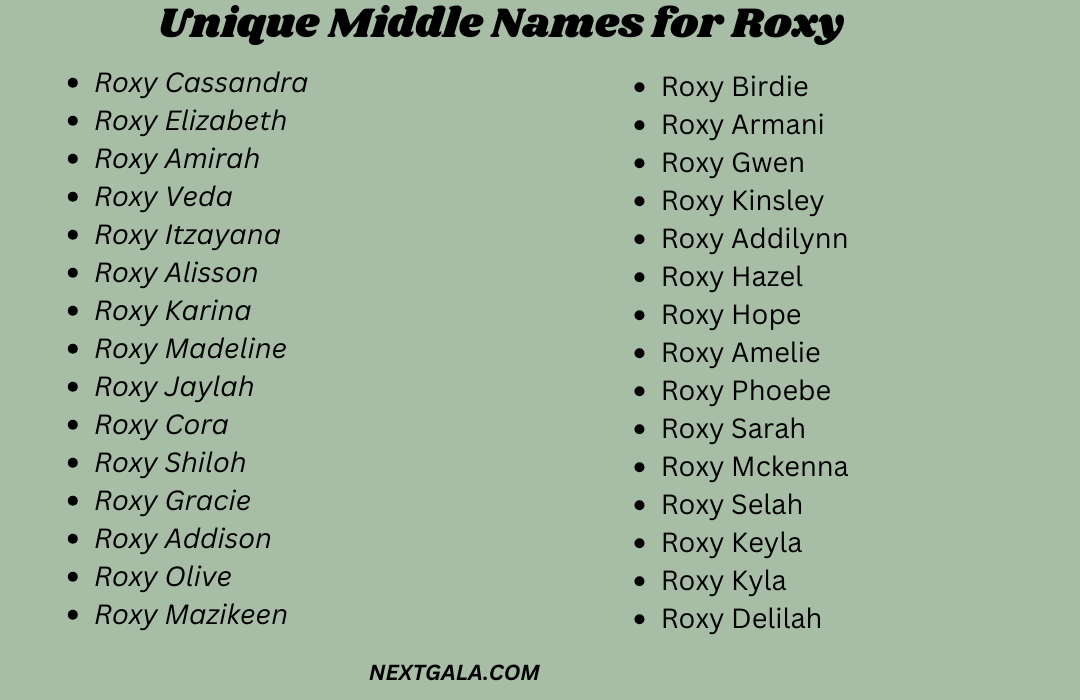 Middle Names for Roxy