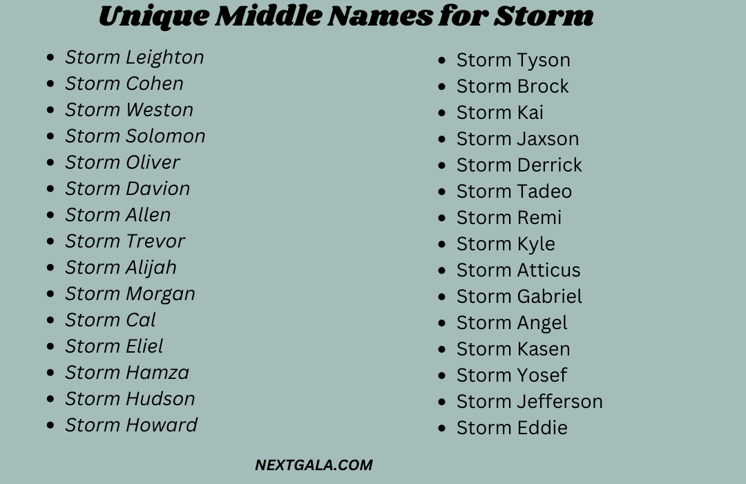 Middle Names for Storm