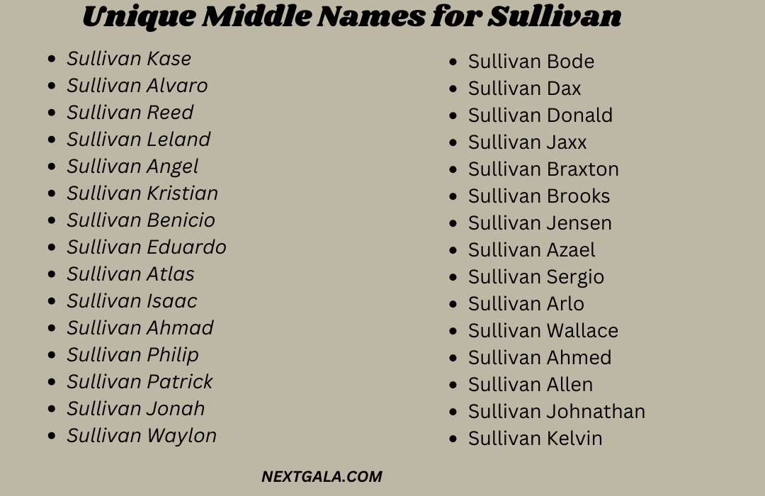 Middle Names for Sullivan 