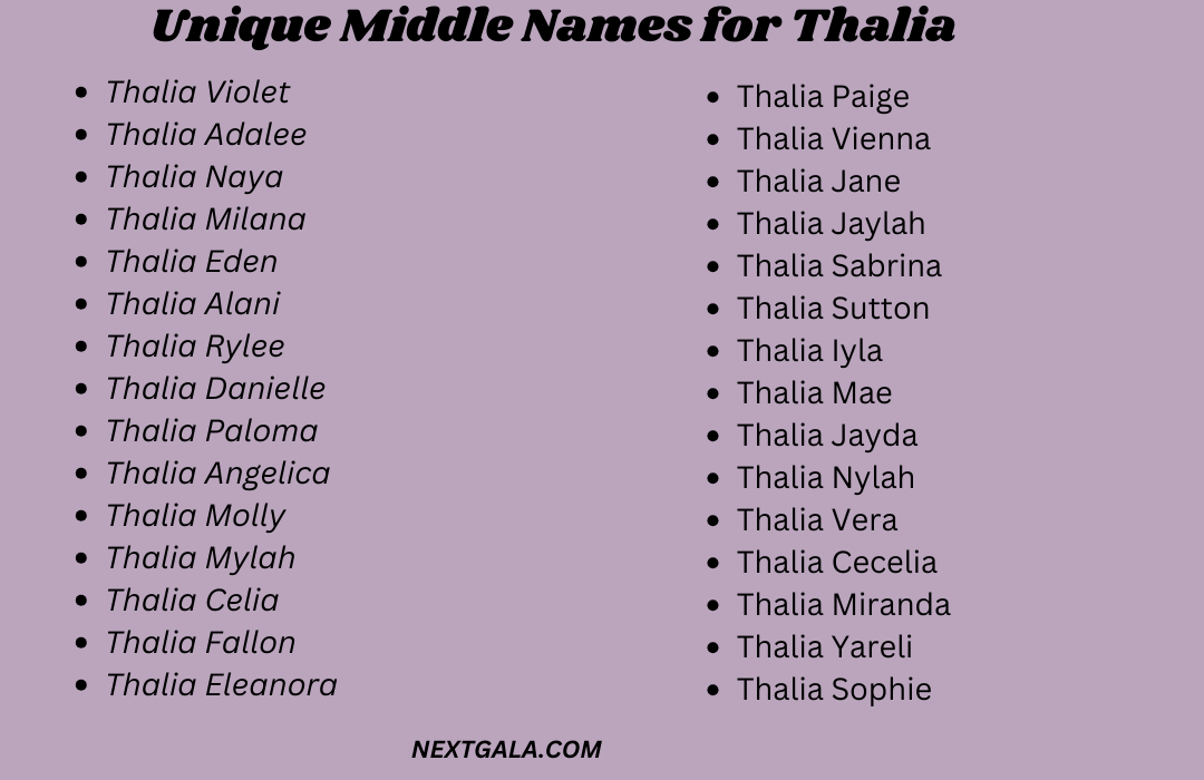 Middle Names for Thalia 