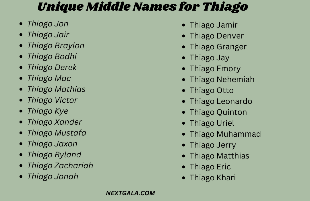 Middle Names for Thiago 