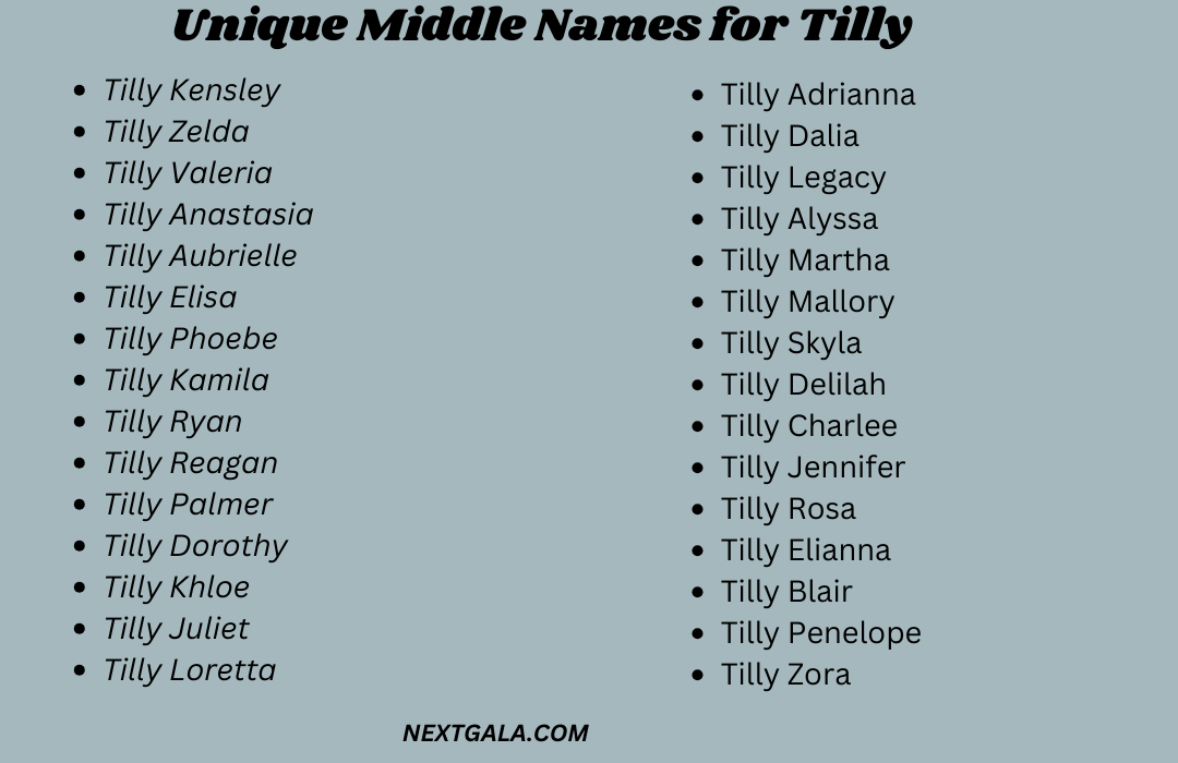 Middle Names for Tilly 